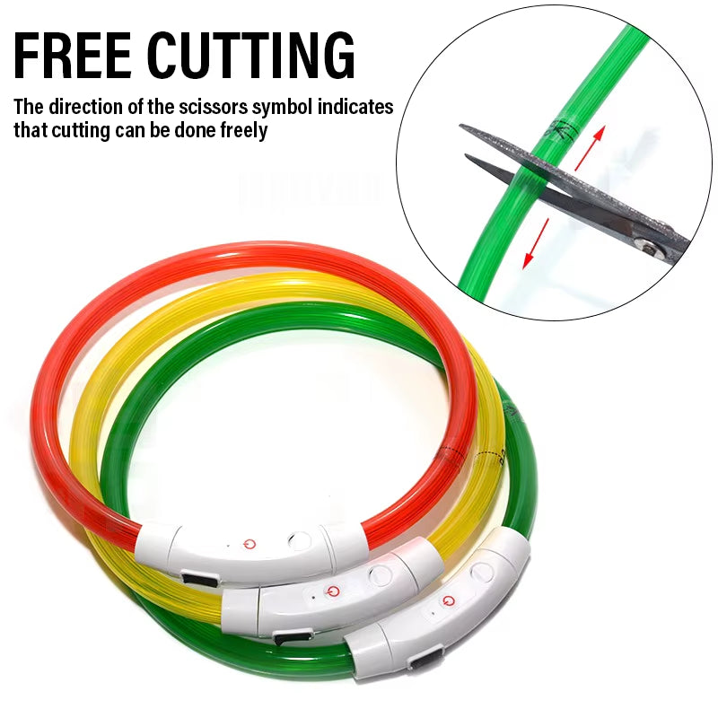 Luminous LED Rechargeable Dog Collar - 3 Modes for Night Safety & Loss Prevention - Detachable Pet Accessory