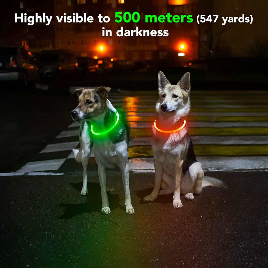 Rechargeable Waterproof Lighted Dog Collar for Enhanced Night Visibility (Orange)