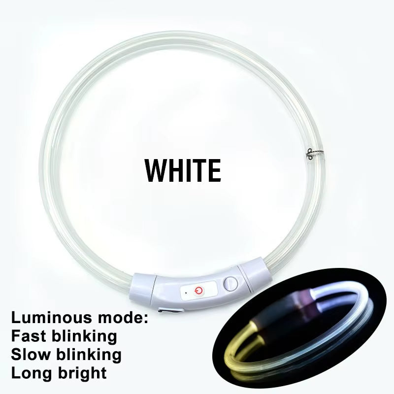 Luminous LED Rechargeable Dog Collar - 3 Modes for Night Safety & Loss Prevention - Detachable Pet Accessory