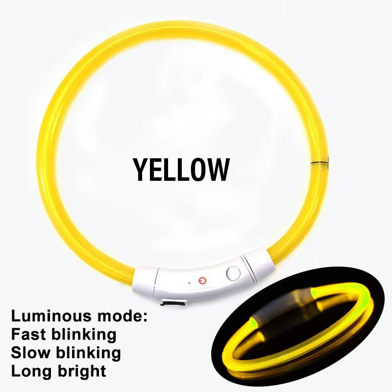 Luminous LED Rechargeable Dog Collar - 3 Modes for Night Safety & Loss Prevention - Detachable Pet Accessory