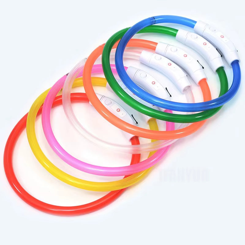 Luminous LED Rechargeable Dog Collar - 3 Modes for Night Safety & Loss Prevention - Detachable Pet Accessory