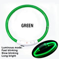 Luminous LED Rechargeable Dog Collar - 3 Modes for Night Safety & Loss Prevention - Detachable Pet Accessory